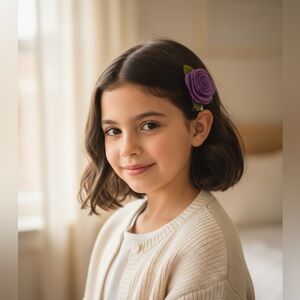 Kids Rose Flower Purple Hair Clips